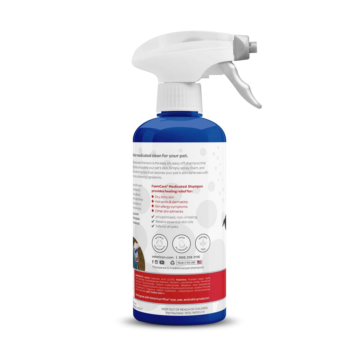 Vetericyn FoamCare Spray-On Medicated Pet Shampoo — product use and benefits