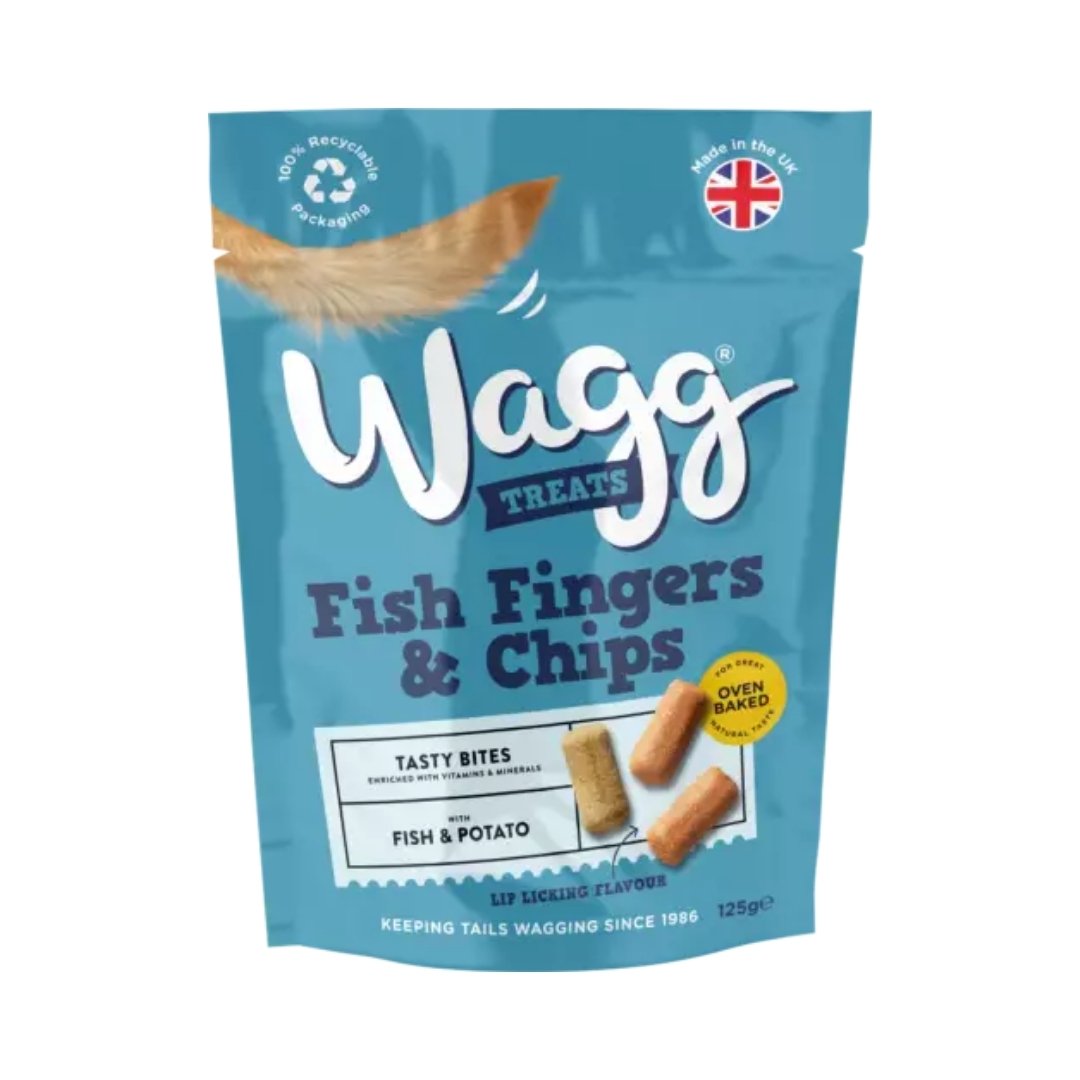 Wagg Fish Fingers & Chips Fish & Potato Tasty Bites Oven Baked Dog Treats 125 g pack