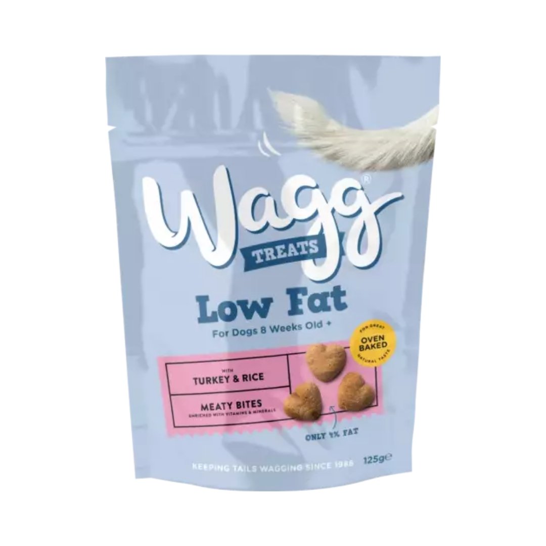 Wagg Low Fat Turkey & Rice Meaty Bites Oven Baked Dog Treats 125g pack