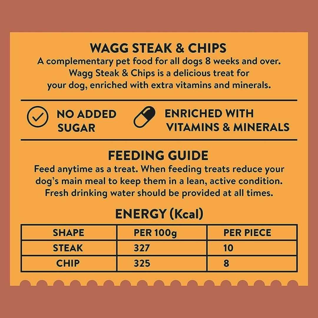 Wagg Steak & Chips Beef & Potato Tasty Bites Oven Baked Dog Treats 125 g pack Feeding Guide