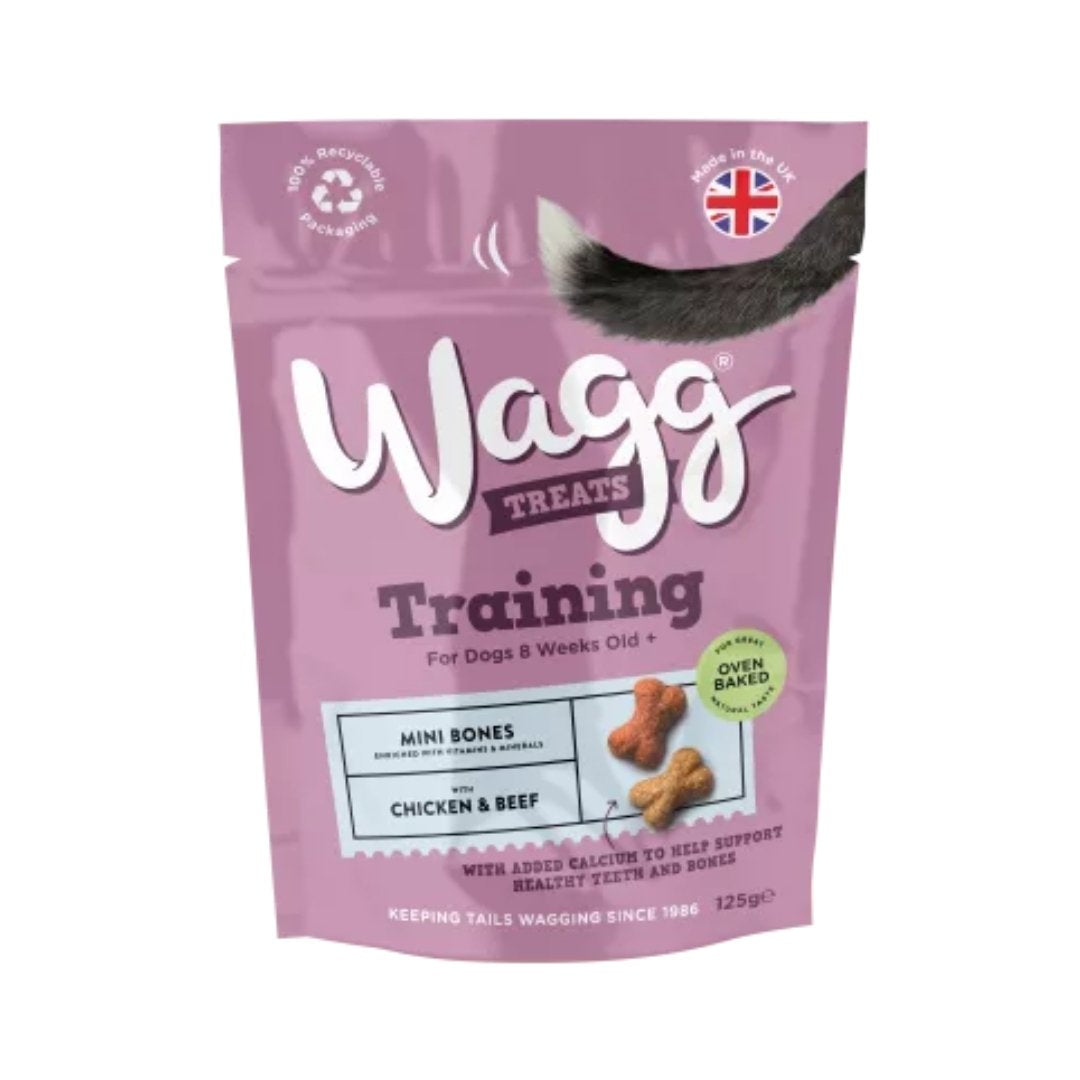 Wagg Training Chicken & Beef Mini Bones Oven Baked Dog Treats 125 g pack