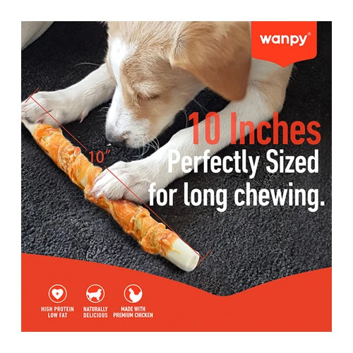 Wanpy Chicken Jerky & Rawhide Twist Dog Treat - 10 in (70 g) - product detail 5