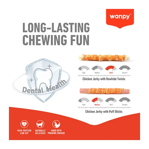 Wanpy Chicken & Puff Stick Twist Dog Treat - 10 in (70 g) - product detail 4