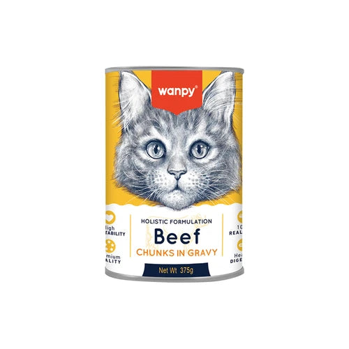 Wanpy Chunks in Gravy Canned Food for Cats - Beef 375 g - 375 g