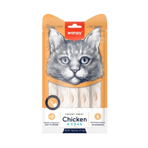Wanpy Creamy Lickable Cat Treats - Chicken & Crab (14 g × 5) - product detail 3