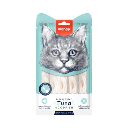 Wanpy Creamy Lickable Cat Treats - Tuna & Codfish (14 g × 5) - product detail 3