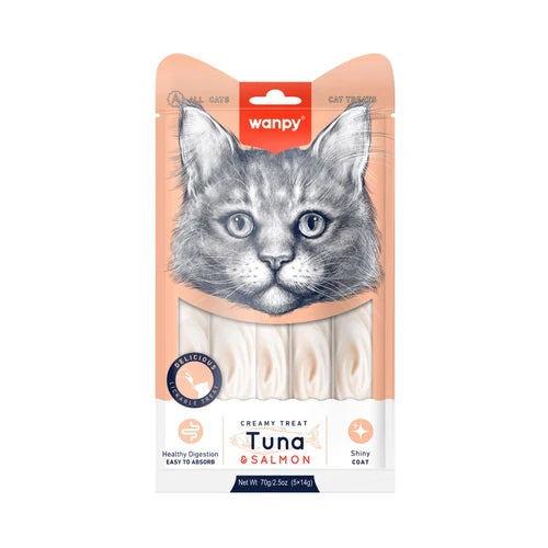 Wanpy Creamy Lickable Cat Treats - Tuna & Salmon (14 g × 5) - product detail 3