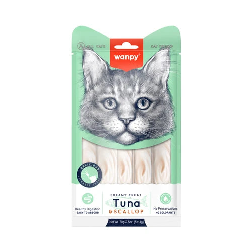 Wanpy Creamy Lickable Cat Treats - Tuna & Scallop (14 g × 5) - product detail 3