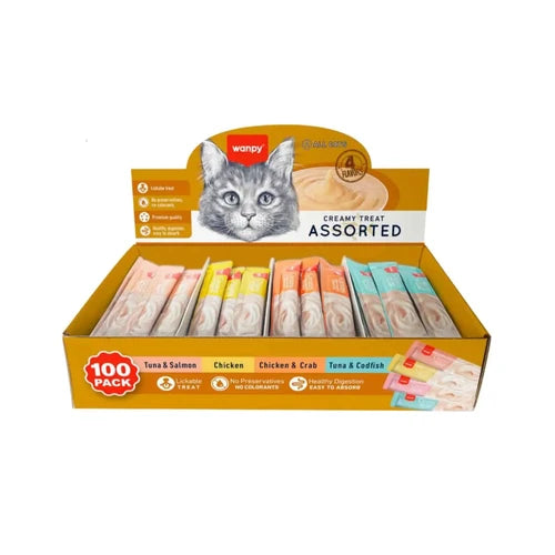 Wanpy Creamy Treat Assorted - Mixed Flavours 100 pcs (1400 g) - 100 pcs