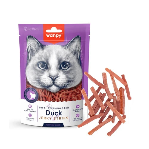 Wanpy Soft Duck Jerky Strips for Cats 80 g - 80 g