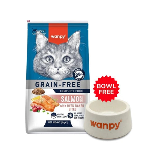 Wanpy Grain Free Complete Food for Adult Cat - Salmon Recipe - 8 kg