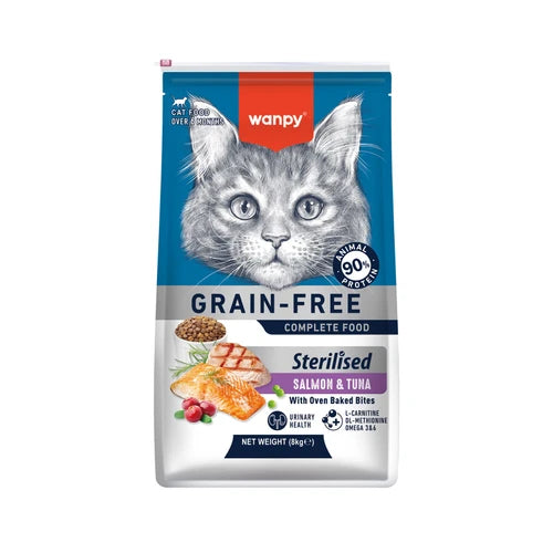 Wanpy Grain Free Sterilized Cat Food - Salmon & Tuna Recipe - 8 kg