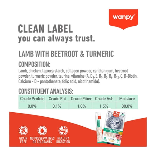 Wanpy Superfoods Creamy Treat For Cat Lamb With Beetroot & Turmeric 70 g - product detail 6