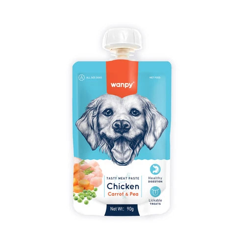 Wanpy Tasty Meat Paste Chicken with Carrot & Pea for Dogs 90 g - 90 g