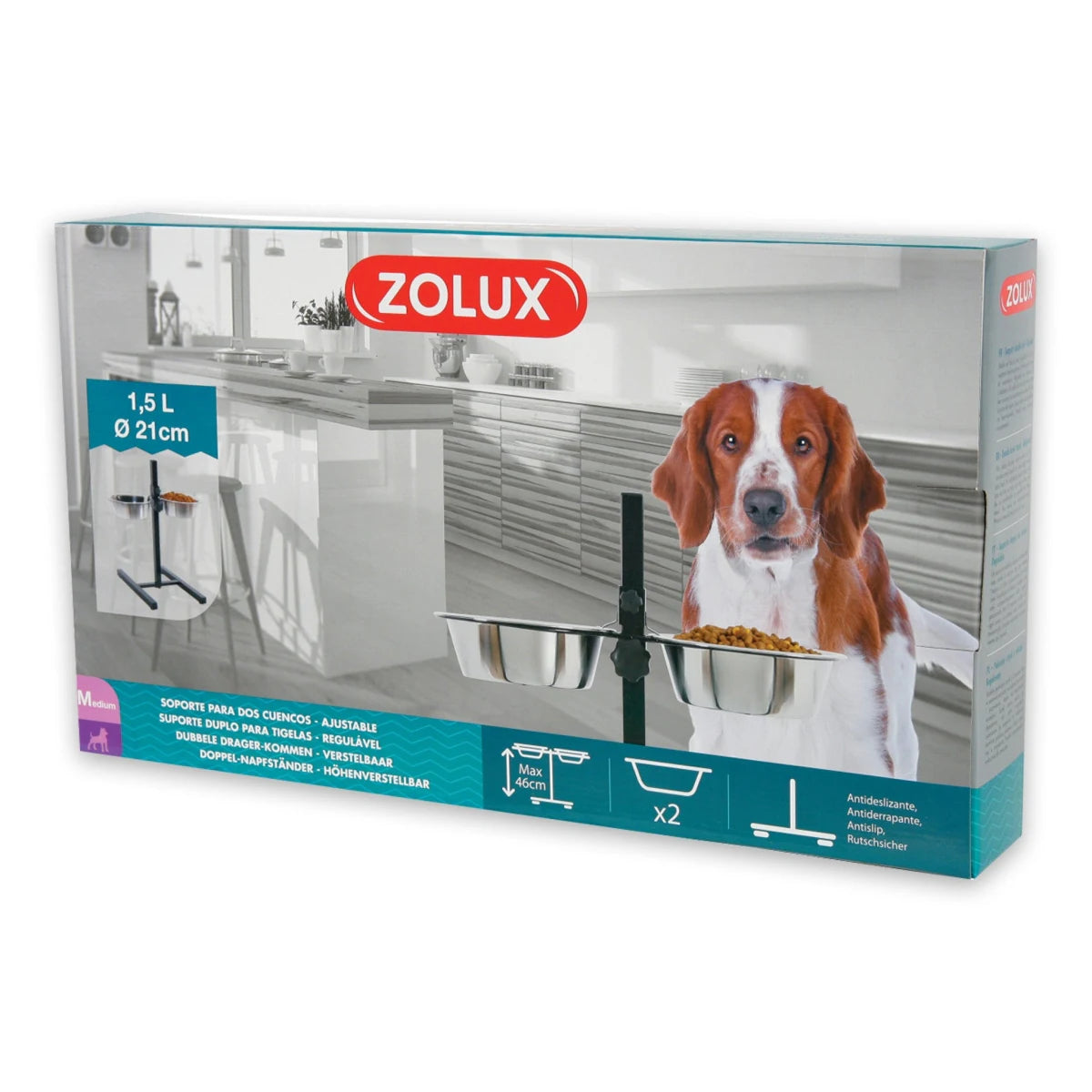 Zolux Adjustable Stand with Stainless Steel Dog Bowls - additional product view