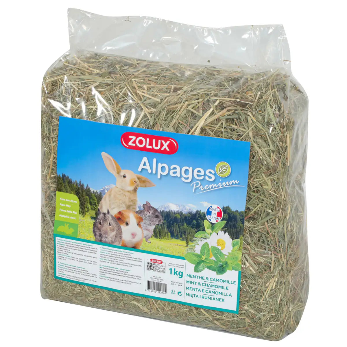 Zolux Premium Alpine Hay With Mint & Chamomile 1 Kg - 1 kg