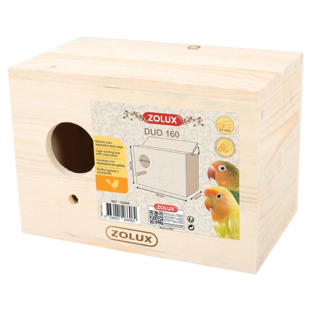 Zolux Bird Nesting Box - Duo 160 - One Size