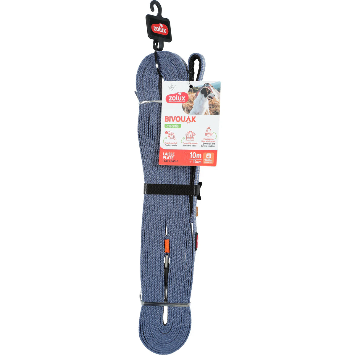 Zolux BVK Flat Lead for Dog - Blue / 10 m × 15 mm