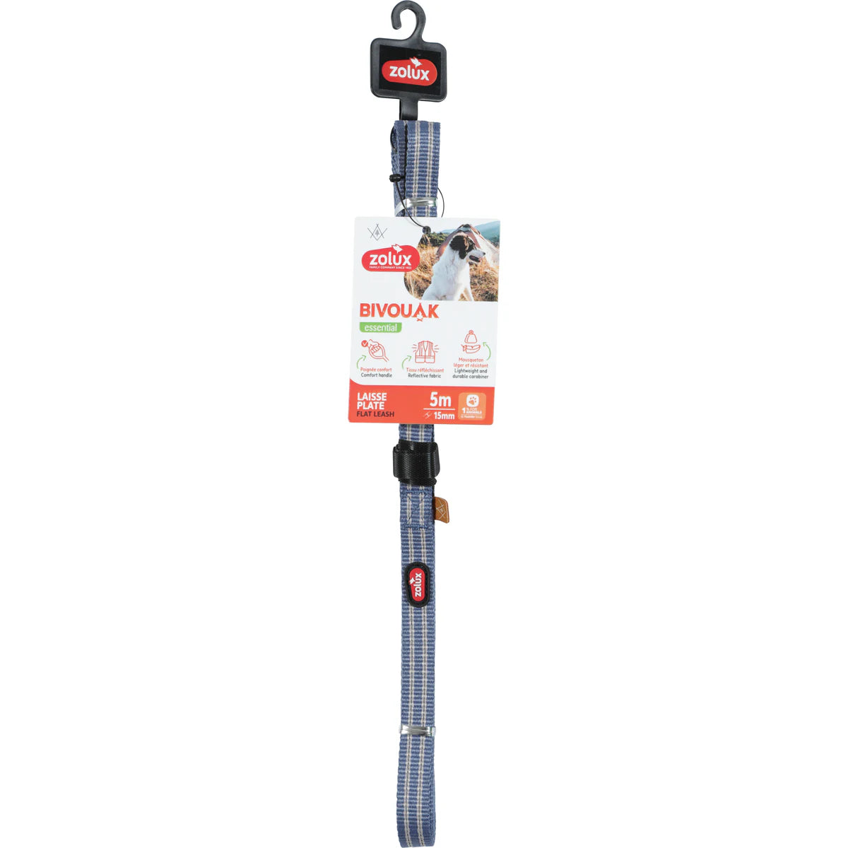 Zolux BVK Flat Lead for Dog - Blue / 5 m × 15 mm
