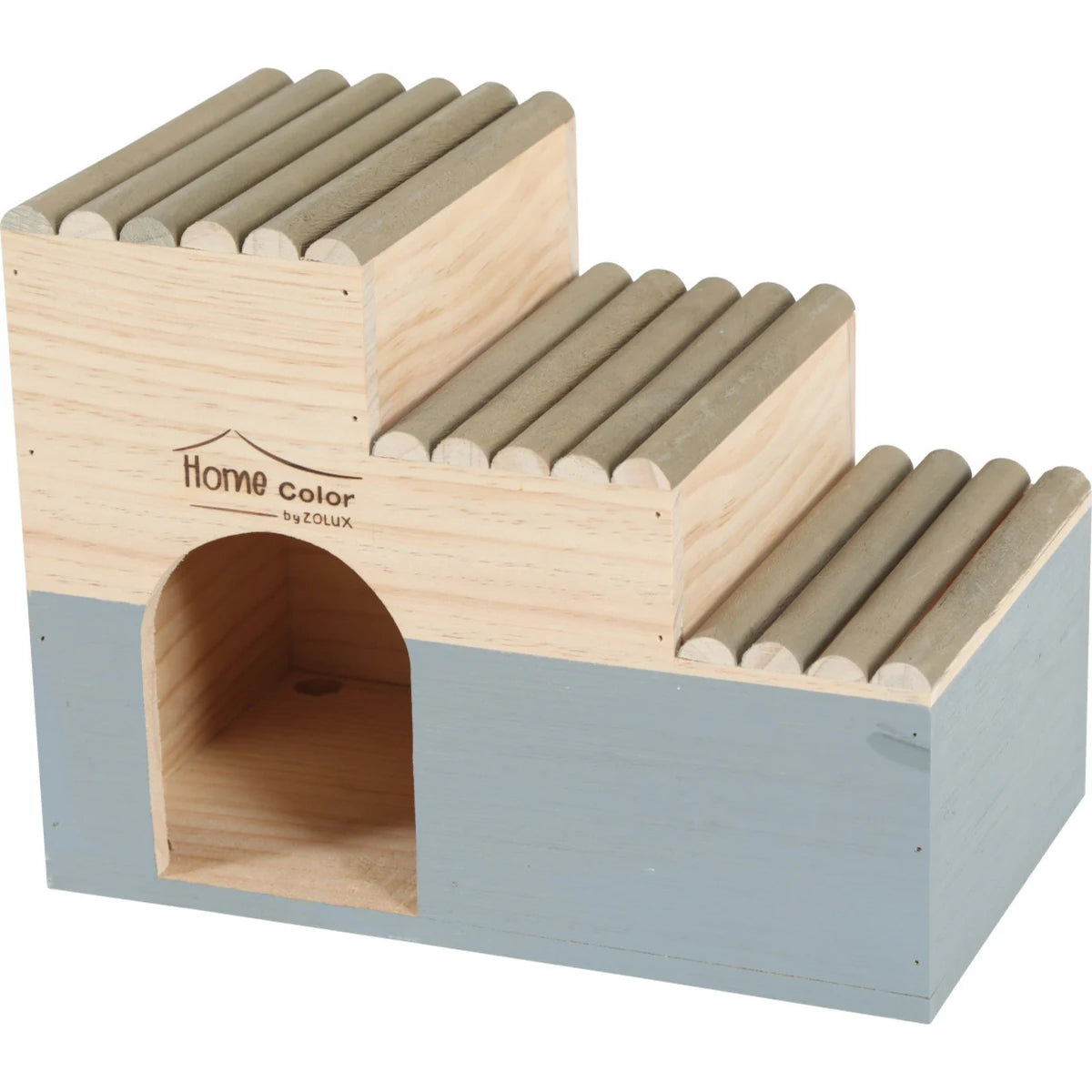 Zolux Home Color Wooden House With Round Timbers Grey, Large - Large