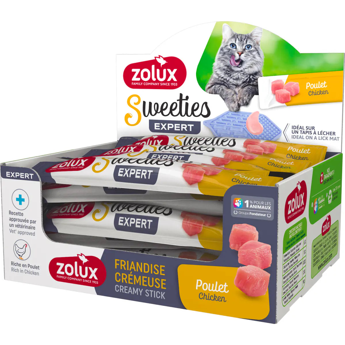 Zolux Sweeties Creamy Cat Treats – 48 Sticks - Chicken