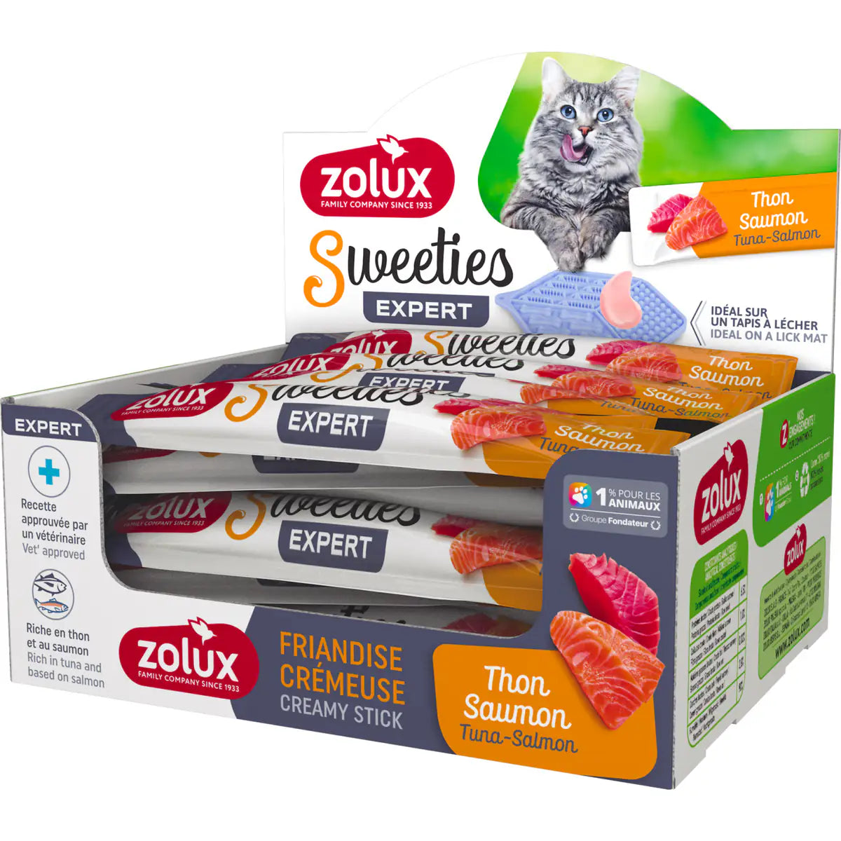 Zolux Sweeties Creamy Cat Treats – 48 Sticks - Tuna & Salmon