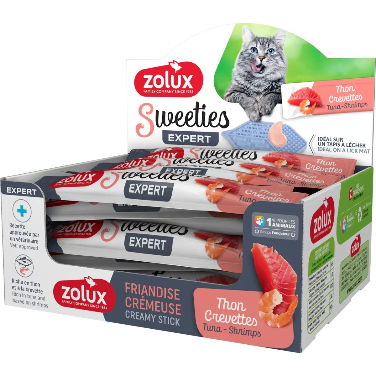 Zolux Sweeties Creamy Cat Treats – 48 Sticks - Tuna & Shrimp