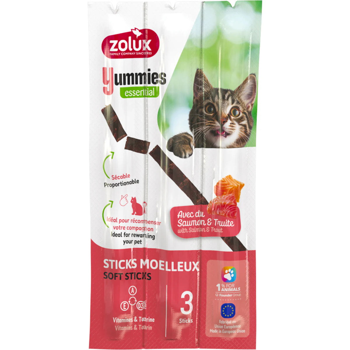 Zolux Yummies Cat Salmon Trout 3 Pack - One Size