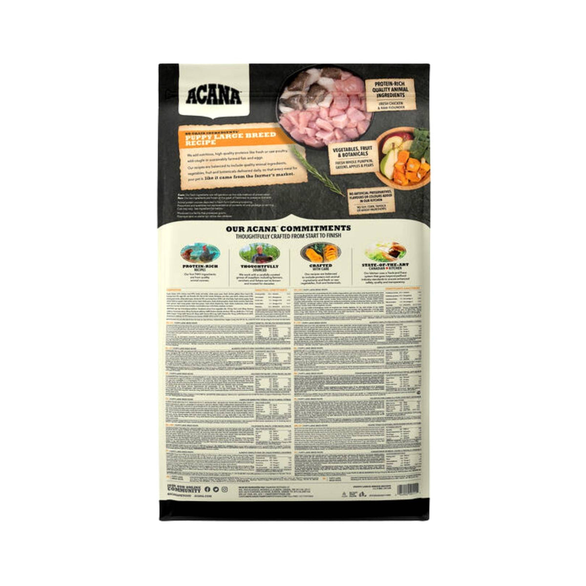 Acana Puppy Large Breed Dog Dry Food - Tailored Nutrition for Growing Pups Over 25 kg at Maturity - Back bag