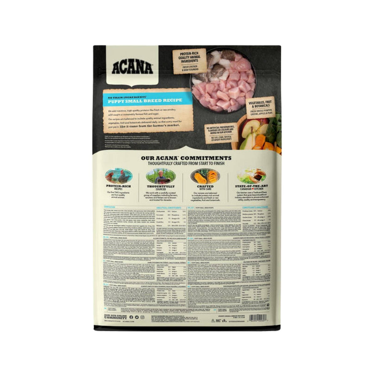 Acana Small Breed Puppy Dry Food - Premium Nutrition for Small-Breed Puppies -Back Bag.