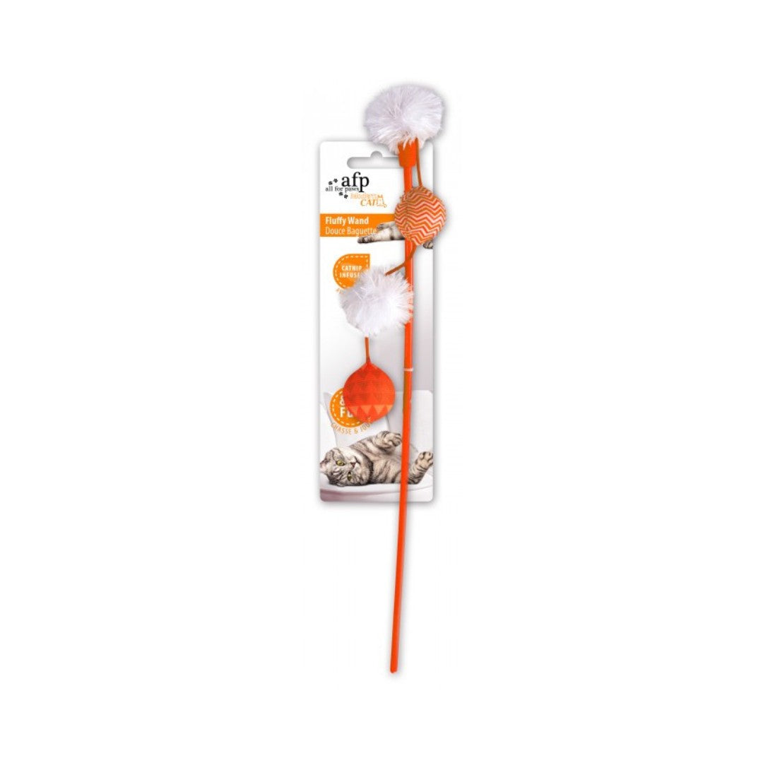 All For Paws Fluffy Wand Cat Toy The bright color, cute appearance, and excellent toughness will become the cat's favorite toy Orange.