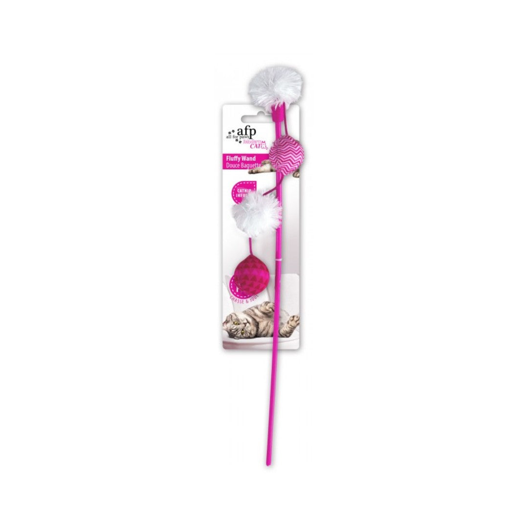 All For Paws Fluffy Wand Cat Toy The bright color, cute appearance, and excellent toughness will become the cat's favorite toy Pink.