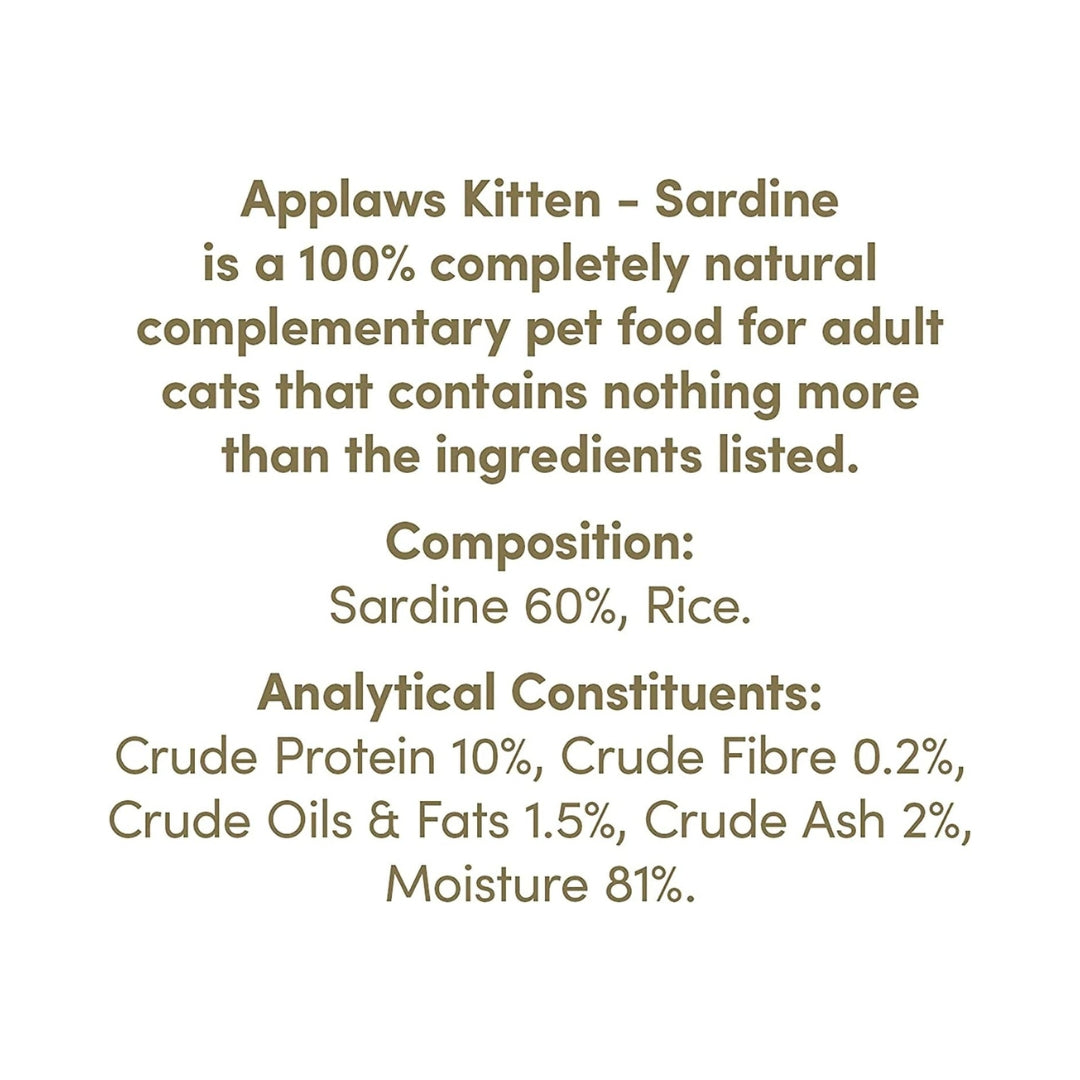 Applaws Sardine Kitten Wet Food - Ingredients