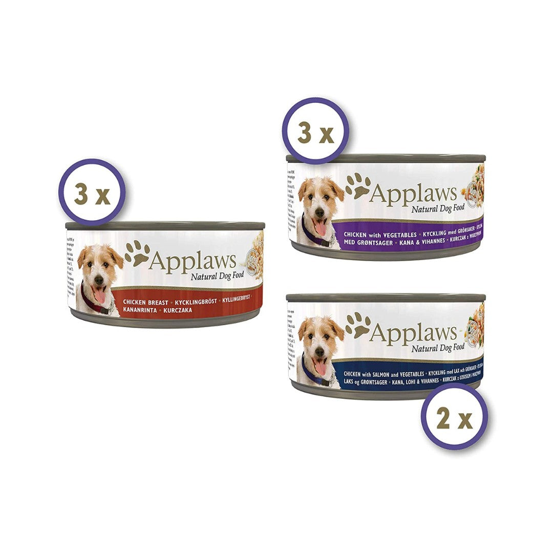 Applaws Supreme Collection Dog Wet Food - Variety Pack with Chicken & Rice, Chicken & Vegetables, and Chicken & Salmon flavors. All Natural. - Food Type