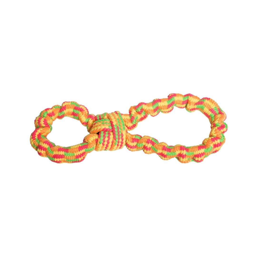 Armitage Bungee Figure Dog Toys Threads squeaky ball tug. Bright neon design with 3 squeaky balls for extra squeaky tug fun.