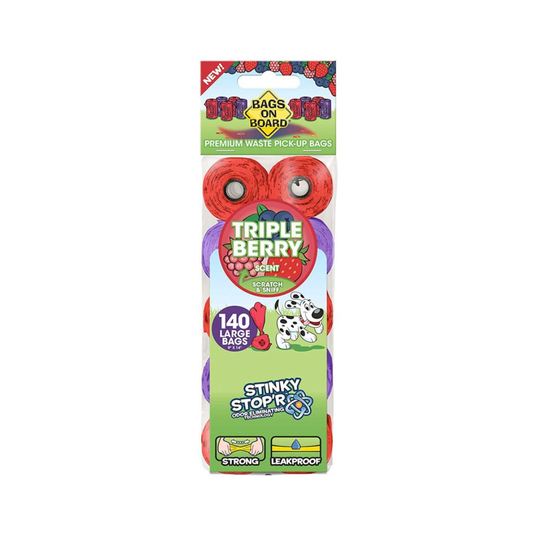 Bags on Board Triple Berry Scented Dog Waste Bags 140