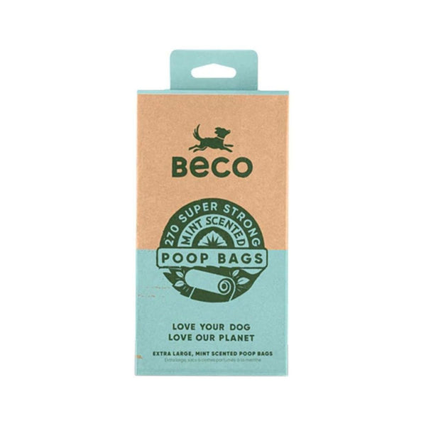 Beco Poop Bags for Dogs - Mint Scented, Eco-Friendly, Strong & Durable - Front Box