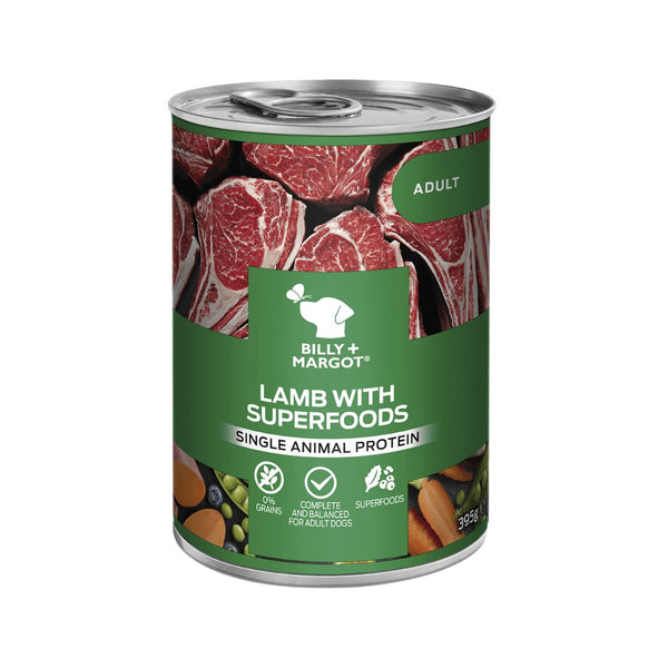 Billy &amp; Margot Lamb with Superfoods Wet Dog Food - Can Front 