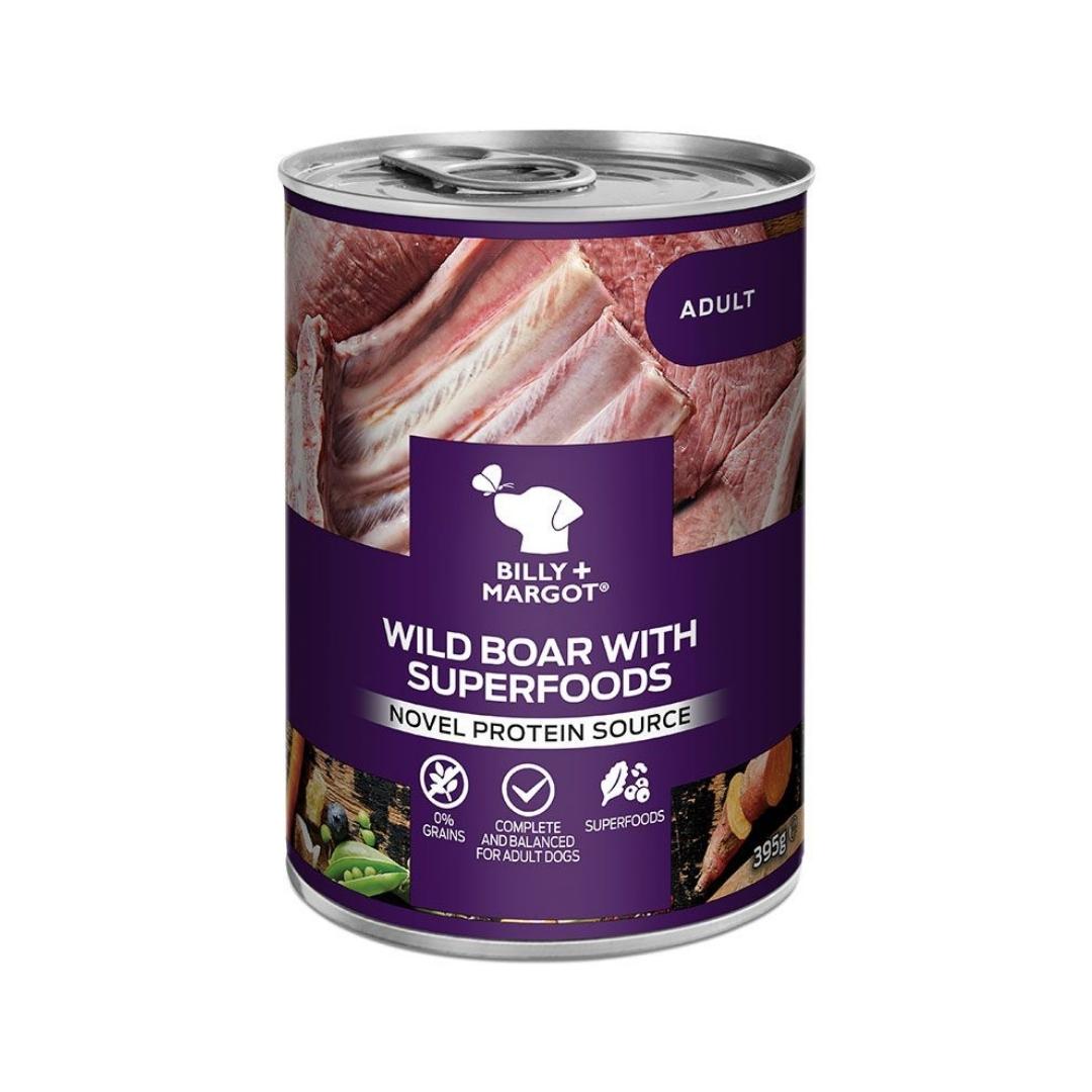 Billy & Margot Adult Boar with Superfoods Wet Dog Food - Front Cann