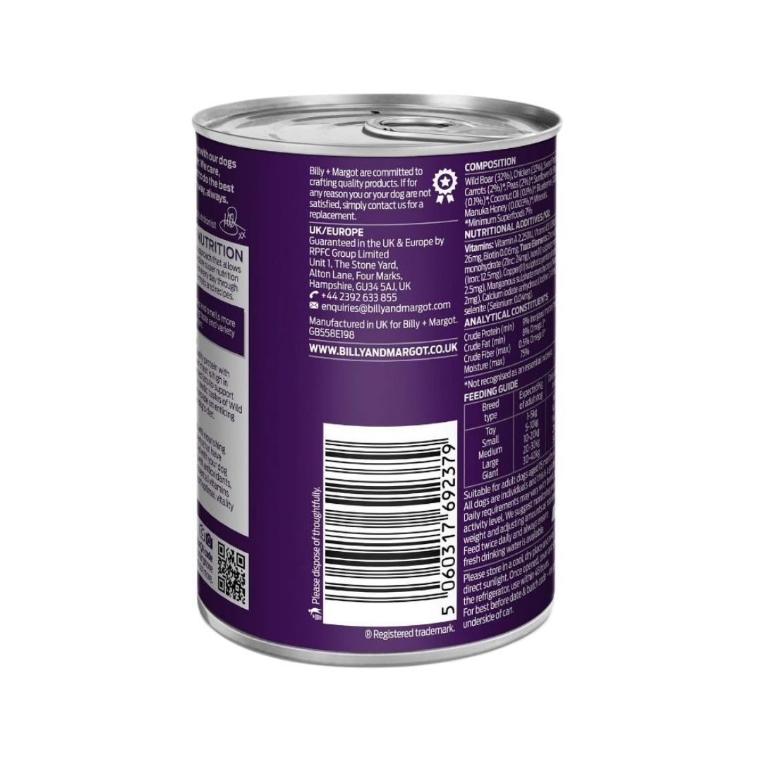 Billy & Margot Adult Boar with Superfoods Wet Dog Food - Back Cann