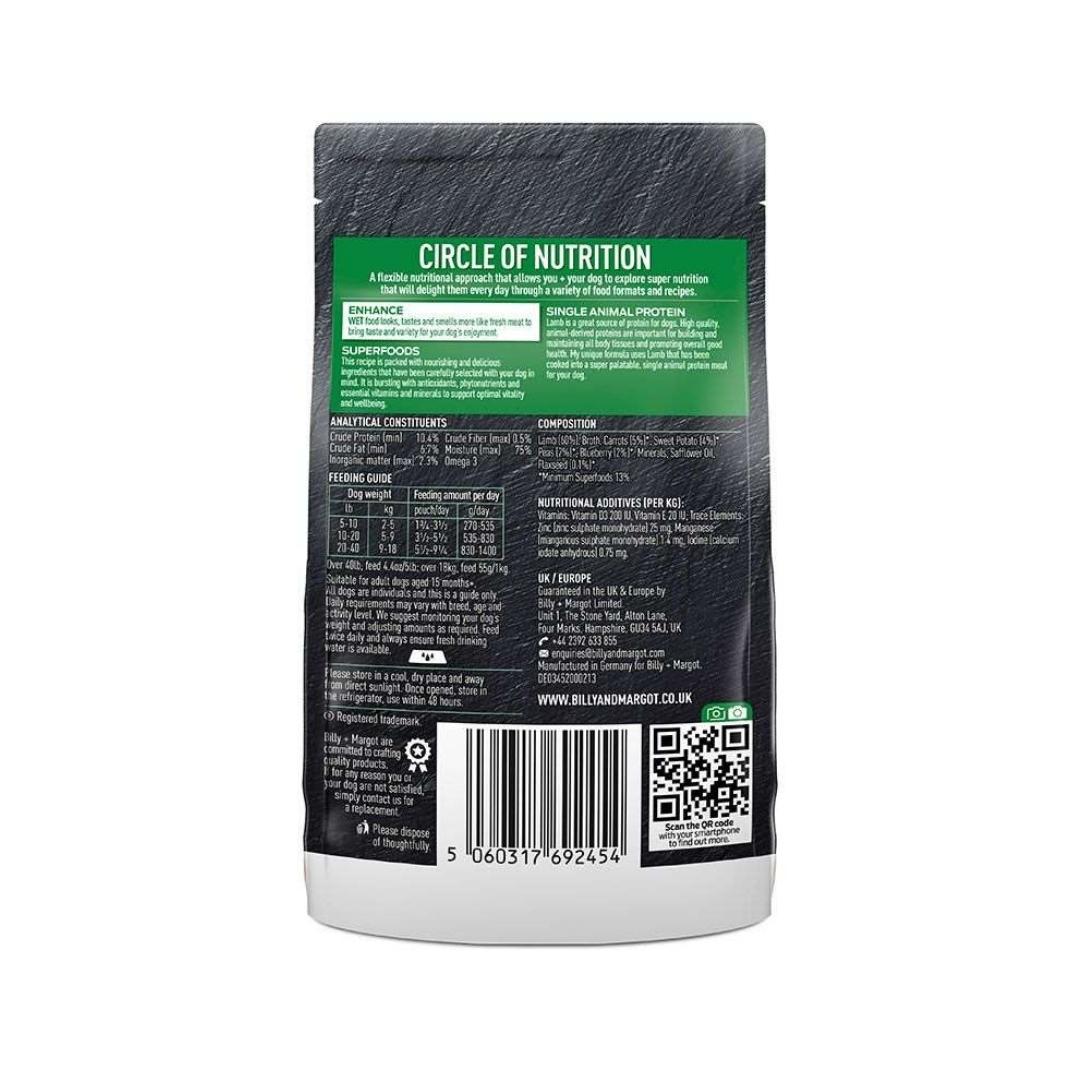 Billy & Margot Lamb with Superfoods Dog Wet Food - Back Pouch