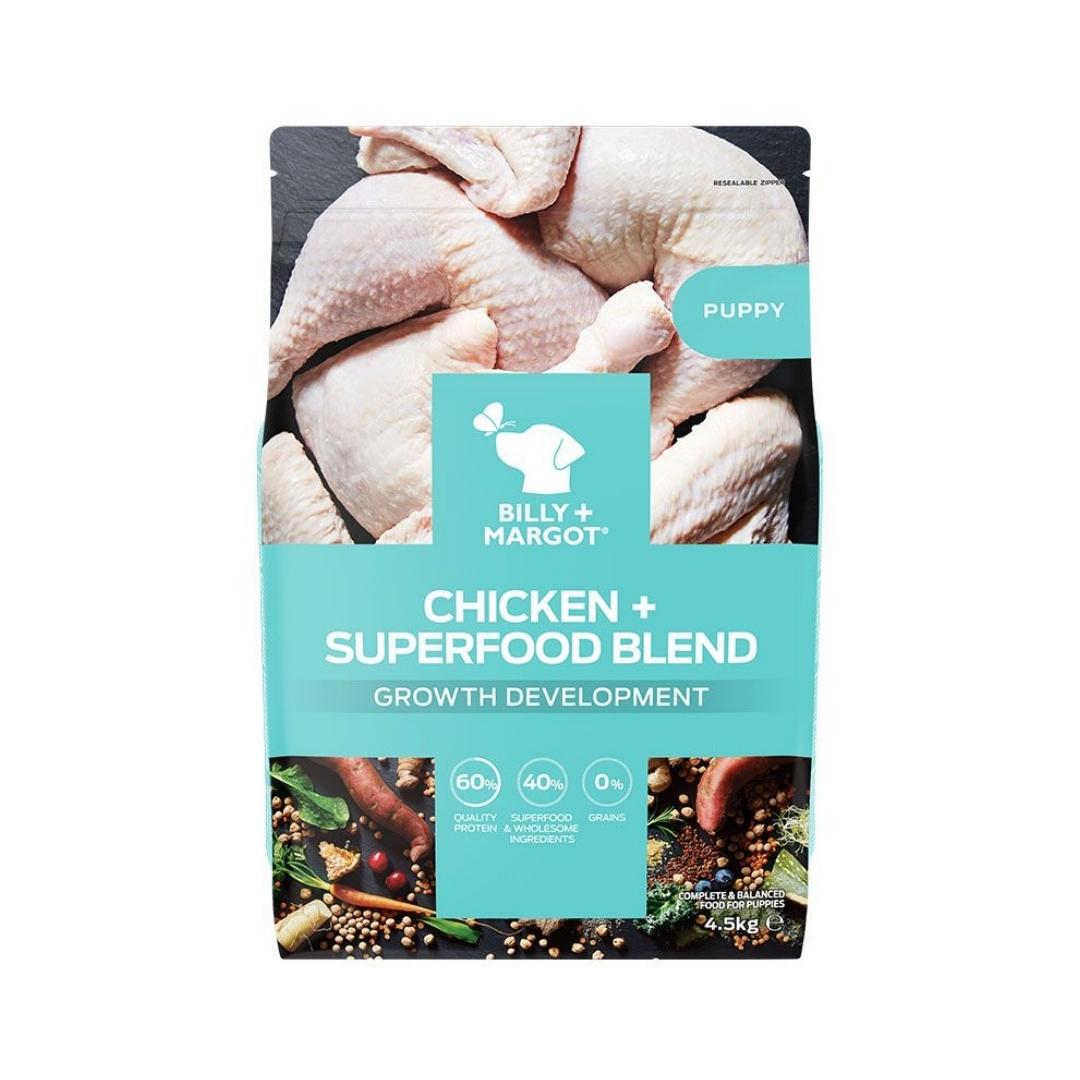 Billy & Margot Puppy Chicken + Superfood Blend Puppy Dry Food - Front 4.5KG