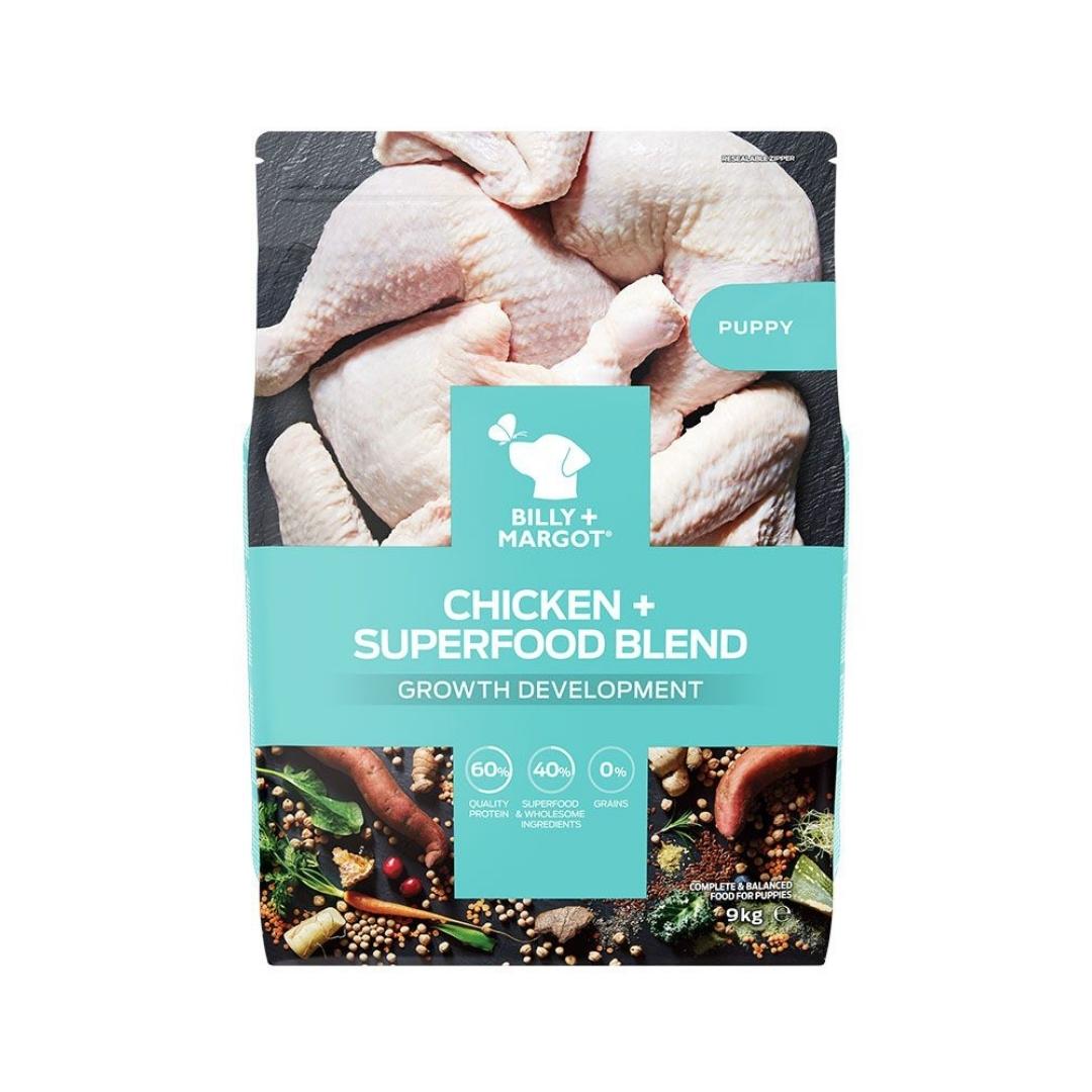 Billy & Margot Puppy Chicken + Superfood Blend Puppy Dry Food - Front 9KG