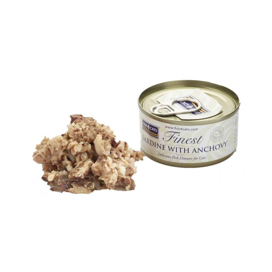 Fish4Cats Sardine with Anchovy Cat Wet Food - Tin with food