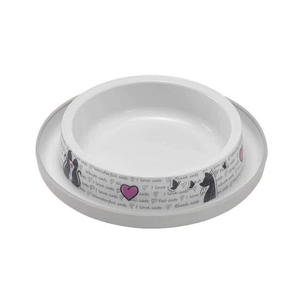 Flamingo Cats in Love Feeding and Drinking Bowl - Stylish Dual-Function Cat Bowl for All Breeds in Dubai.