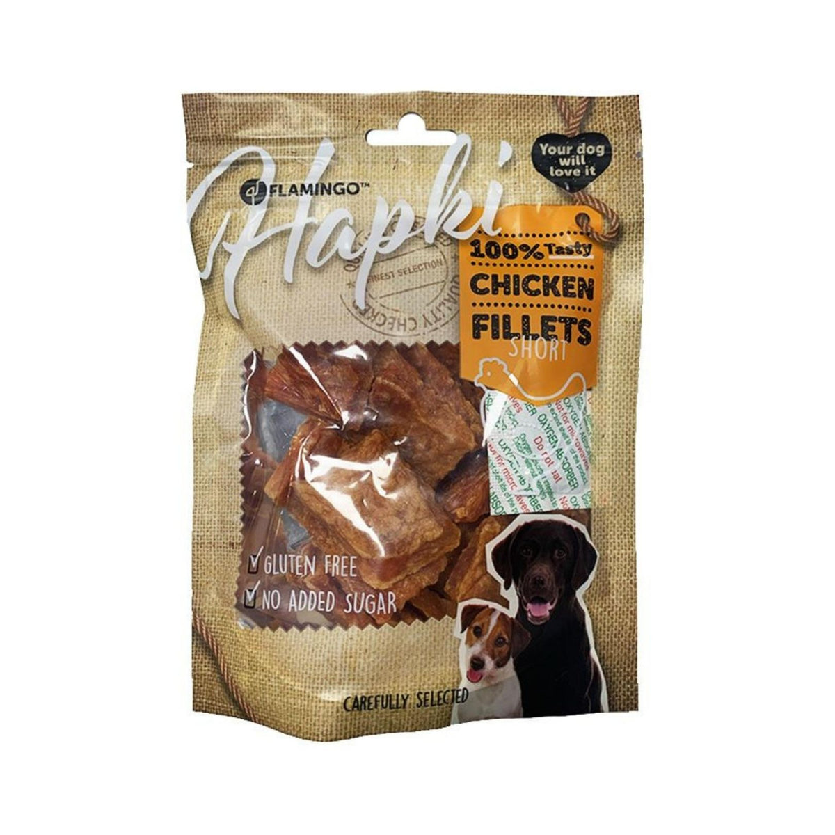 Flamingo Chicken Short Fillets Dog Treats - Premium Chicken Snack for Canine Happiness - Front Pouch