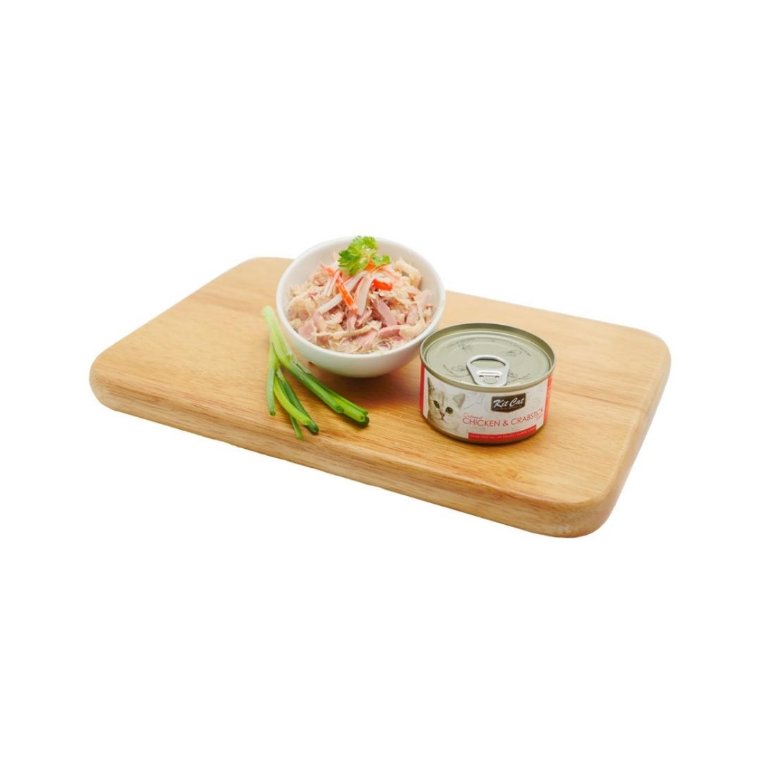 Kit Cat Chicken & Crabstick Cat Wet Food - Premium Grain-Free Nutrition, 80g - AD