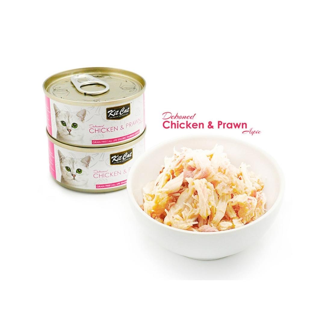 Kit Cat Chicken & Prawn Cat Wet Food no added colours or preservatives. Support a healthy lifestyle, reducing risk of kidney stones and urinary tract infection.