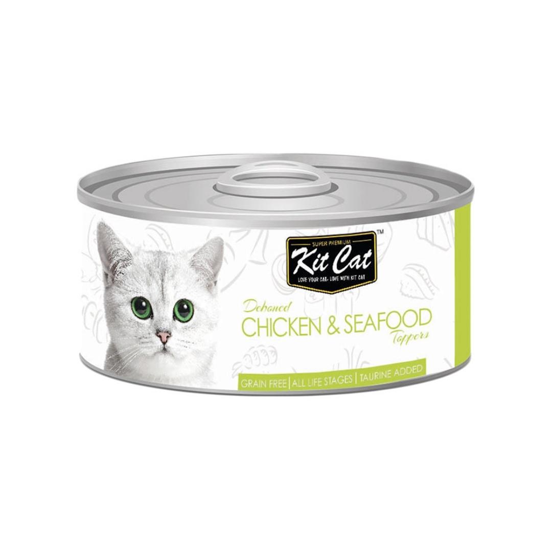 Kit Cat Chicken & Seafood Cat Wet Food has been formulated by our nutritionists, who are also cat lovers, using carefully selected natural ingredients without any added colors or preservatives.