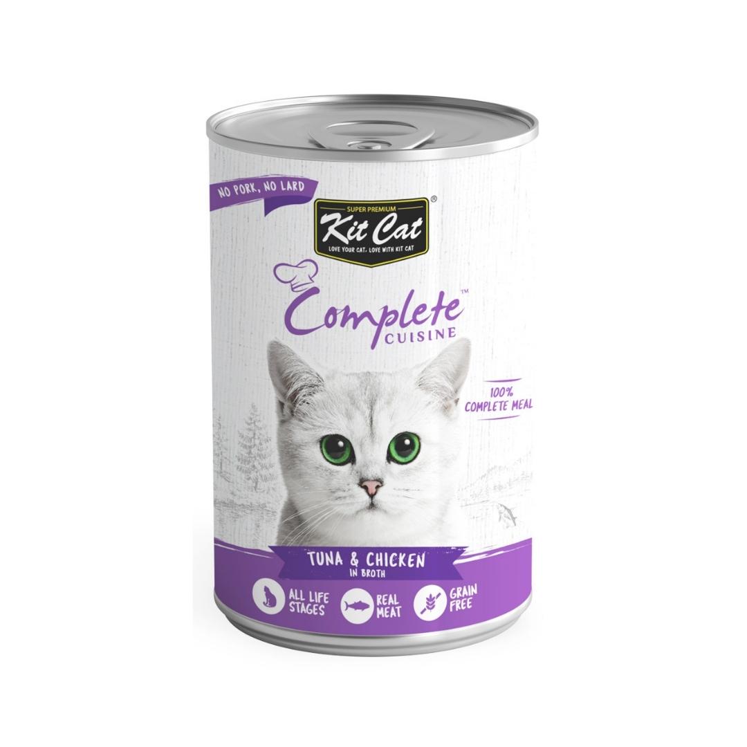Kit Cat Complete Cuisine Tuna and Chicken in Broth 150g is a grain-free, all-life stage, and fussy eaters-friendly cat food.